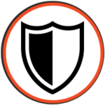 icon showing a shield outlined in black with half of it black and half is white