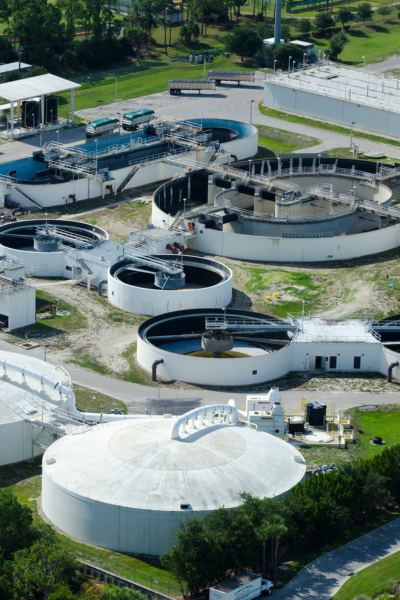 aerial view of a water treatment facility