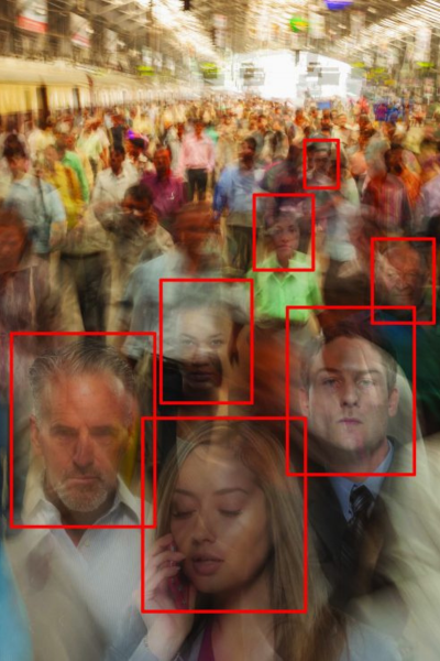 facial recognition in a crowd of people