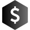 icon on a black hexagonal gradient background with a dollar icon